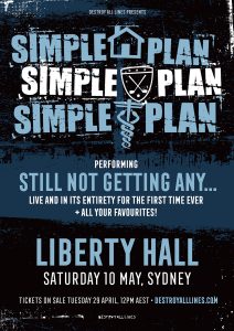 SIMPLE PLAN ANNOUNCE AUSTRALIAN EXCLUSIVE SURPRISE SYDNEY HEADLINE SHOW